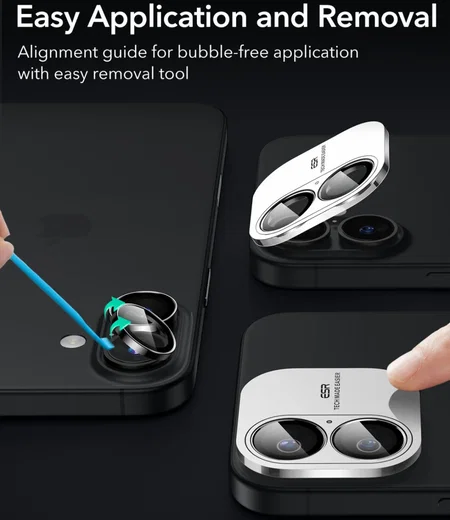 ESR Armorite iPhone 16 / 16 Plus Camera Lens Protector Glas Zwart afbeelding 2