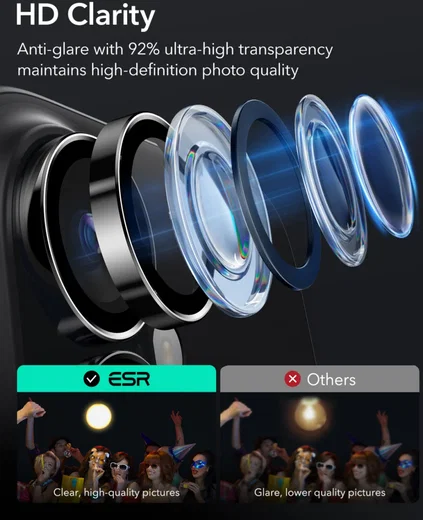 ESR Armorite iPhone 16 / 16 Plus Camera Lens Protector Glas Zwart afbeelding 5