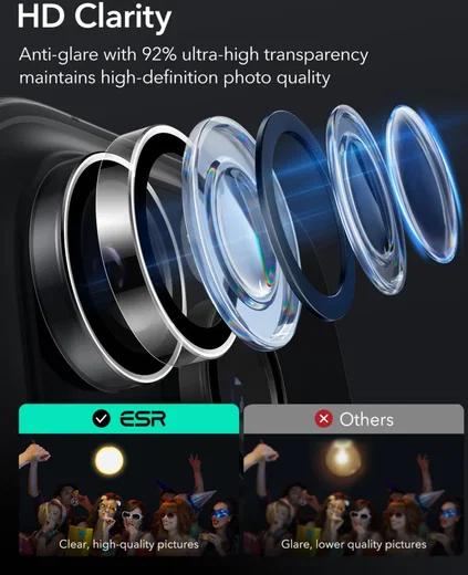 ESR Armorite iPhone 16 Pro / 16 Pro Max Camera Lens Protector Glas Transparant afbeelding 5