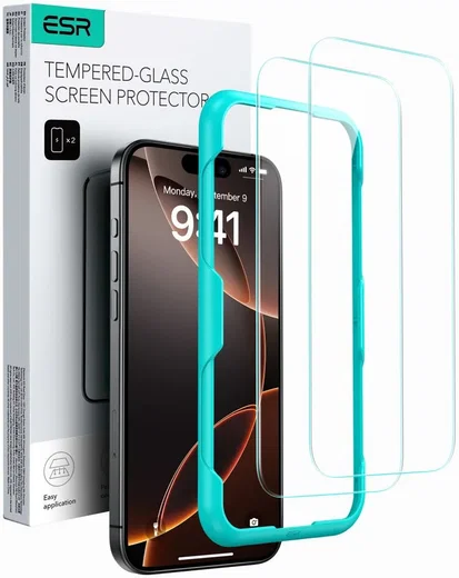 ESR iPhone 16 Screen Protector Tempered Glass met Montageframe (2-Pack) afbeelding 1