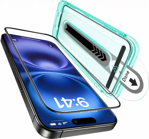 ESR iPhone 16 Plus Screen Protector Tempered Glass met Montageframe (1-Pack) afbeelding 2