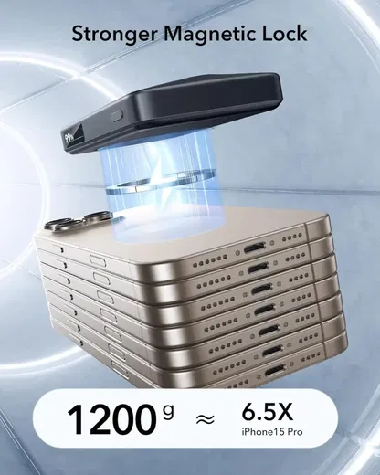 ESR Qi2 MagSlim Kickstand 15W Powerbank met Magsafe 10000mAh Zwart afbeelding 4