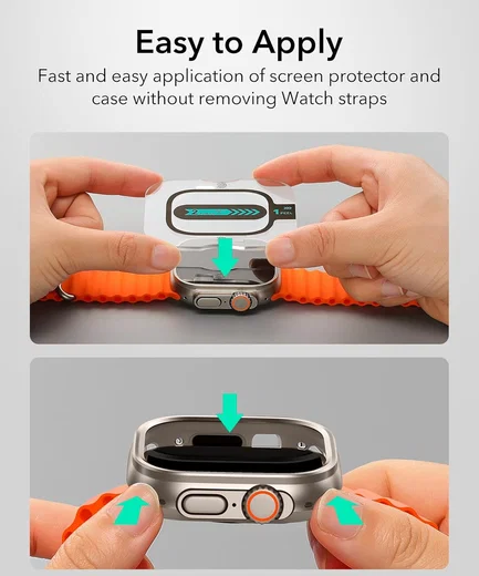 ESR - Apple Watch Ultra 3/2/1 Hoesje - met 2-Pack Screen Protector - Titanium afbeelding 6