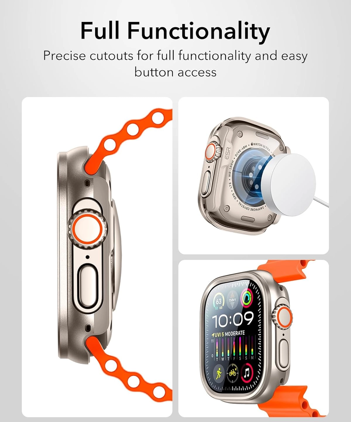 ESR - Apple Watch Ultra 3/2/1 Hoesje - met 2-Pack Screen Protector - Titanium afbeelding 9
