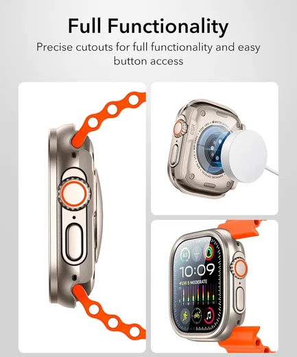 ESR - Apple Watch Ultra 3/2/1 Hoesje - met 2-Pack Screen Protector - Titanium afbeelding 9