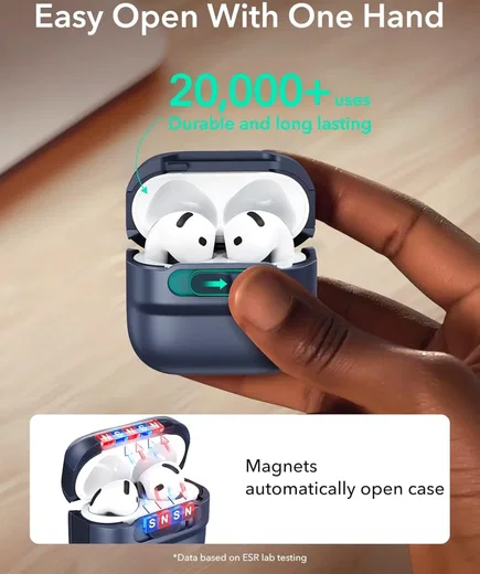 ESR HaloLock Pulse Magnetic Lock AirPods 4 (2024) Hoesje MagSafe Blauw afbeelding 6