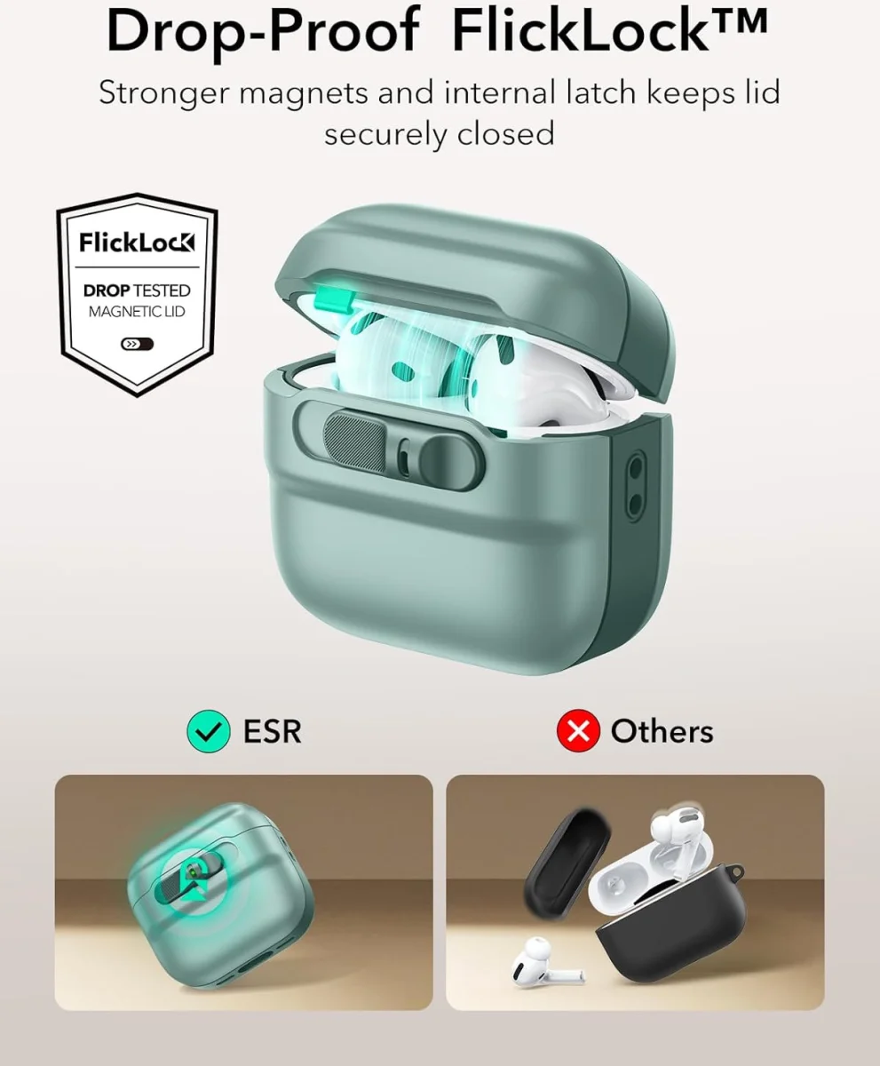 ESR HaloLock Pulse Magnetic Lock AirPods 4 (2024) Hoesje MagSafe Groen afbeelding 3