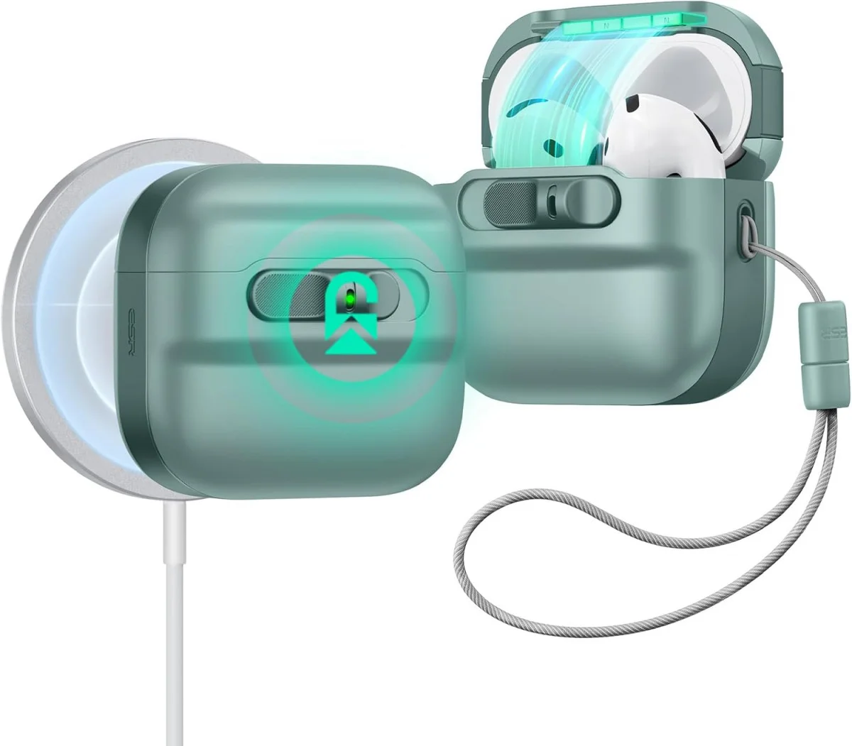 ESR HaloLock Pulse Magnetic Lock AirPods 4 (2024) Hoesje MagSafe Groen afbeelding 1