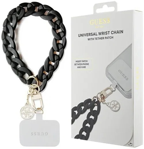 Guess 4G Charm Wrist Chain Hand Strap Universeel Telefoonkoord / Polsband Zwart afbeelding 3
