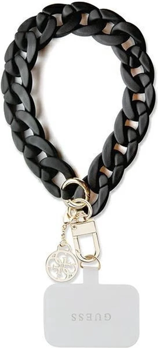 Guess 4G Charm Wrist Chain Hand Strap Universeel Telefoonkoord / Polsband Zwart afbeelding 1