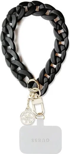 Guess 4G Charm Wrist Chain Hand Strap Universeel Telefoonkoord / Polsband Zwart afbeelding 1
