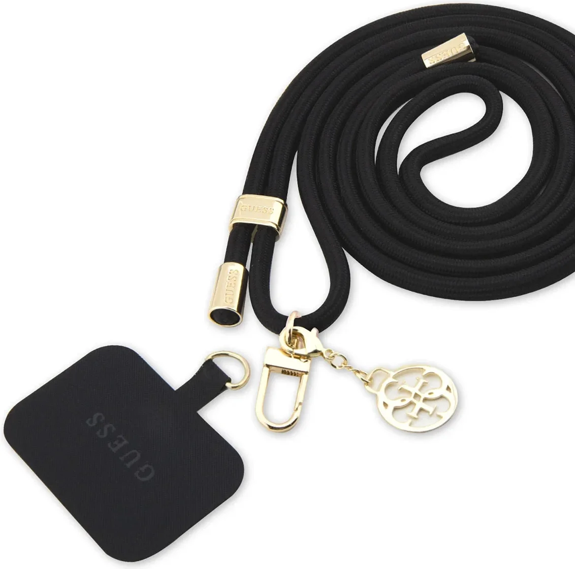 Guess 4G Metal Charm Universeel Crossbody Touw Telefoonkoord Zwart afbeelding 1