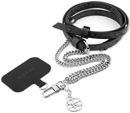 Guess 4G Metal Charm Universeel Crossbody Telefoonkoord Zilver/Zwart afbeelding 1