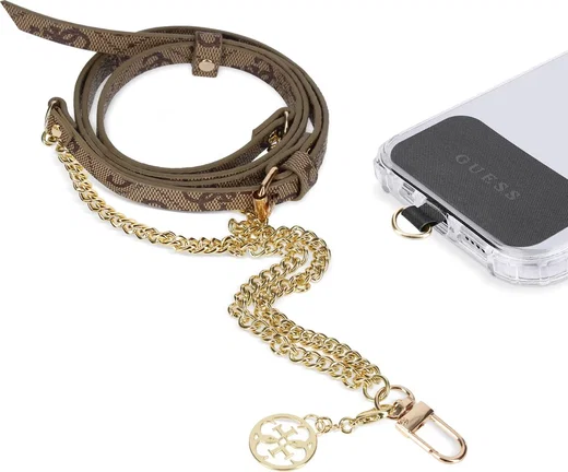 Guess 4G Metal Charm Universeel Crossbody Telefoonkoord Bruin/Goud afbeelding 3