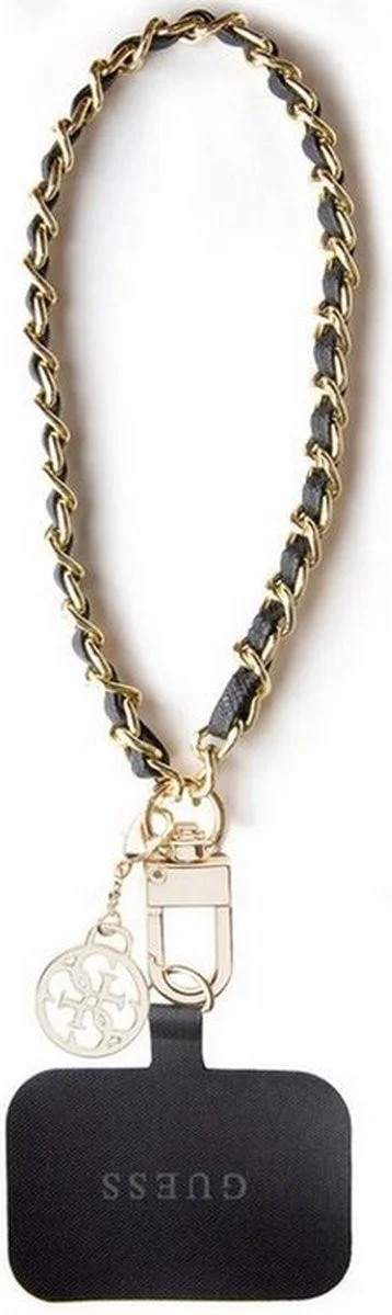 Guess Saffiano 4G Charm Hand Strap Universeel Telefoonkoord/Polsband Zwart afbeelding 1