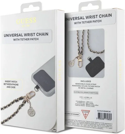 Guess Saffiano 4G Charm Hand Strap Universeel Telefoonkoord/Polsband Zwart afbeelding 5