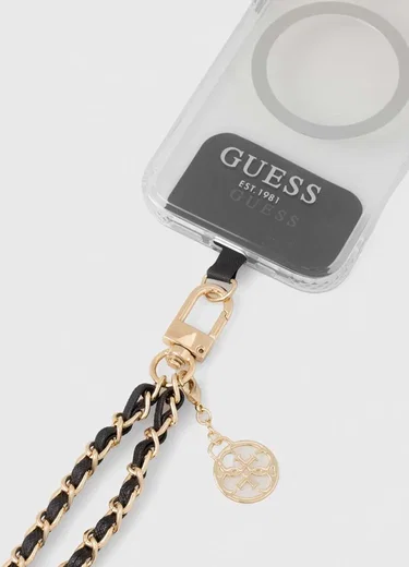 Guess Saffiano 4G Charm Hand Strap Universeel Telefoonkoord/Polsband Zwart afbeelding 2