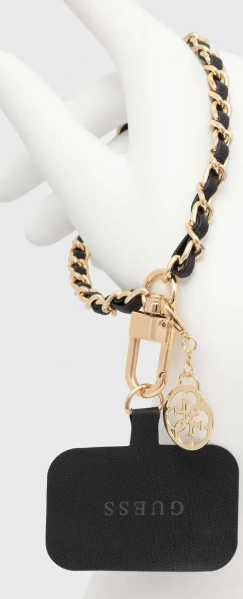 Guess Saffiano 4G Charm Hand Strap Universeel Telefoonkoord/Polsband Zwart afbeelding 3
