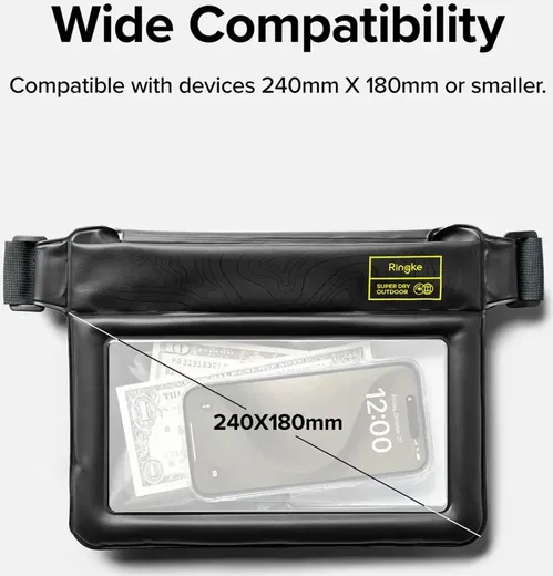 Ringke Waterproof Sling Bag Pouch - IPX8 Waterdichte Telefoonhoes Zwart afbeelding 11