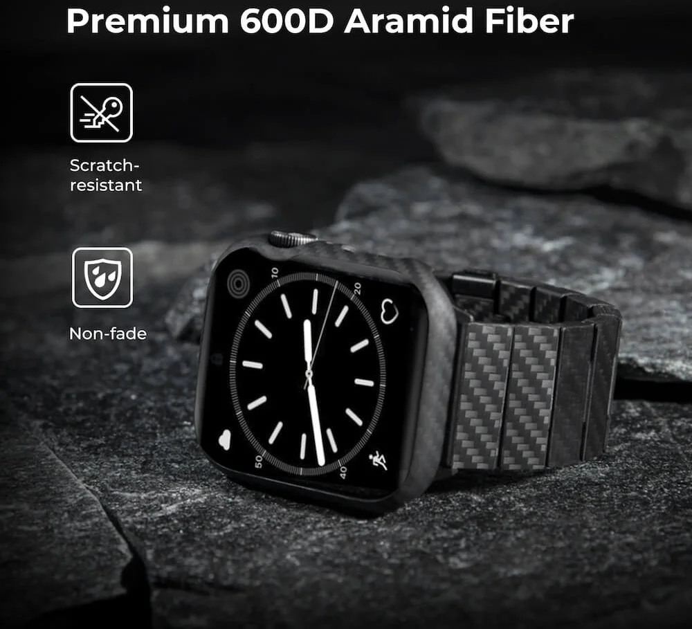 PITAKA Air Case - Apple Watch 7 / 8 / 9 45MM Hoesje - 600D Ultra Dun Zwart afbeelding 2