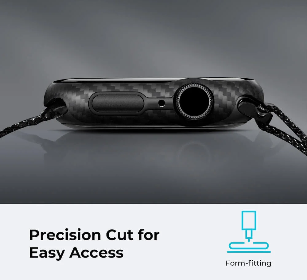 PITAKA Air Case - Apple Watch 7 / 8 / 9 45MM Hoesje - 600D Ultra Dun Zwart afbeelding 5