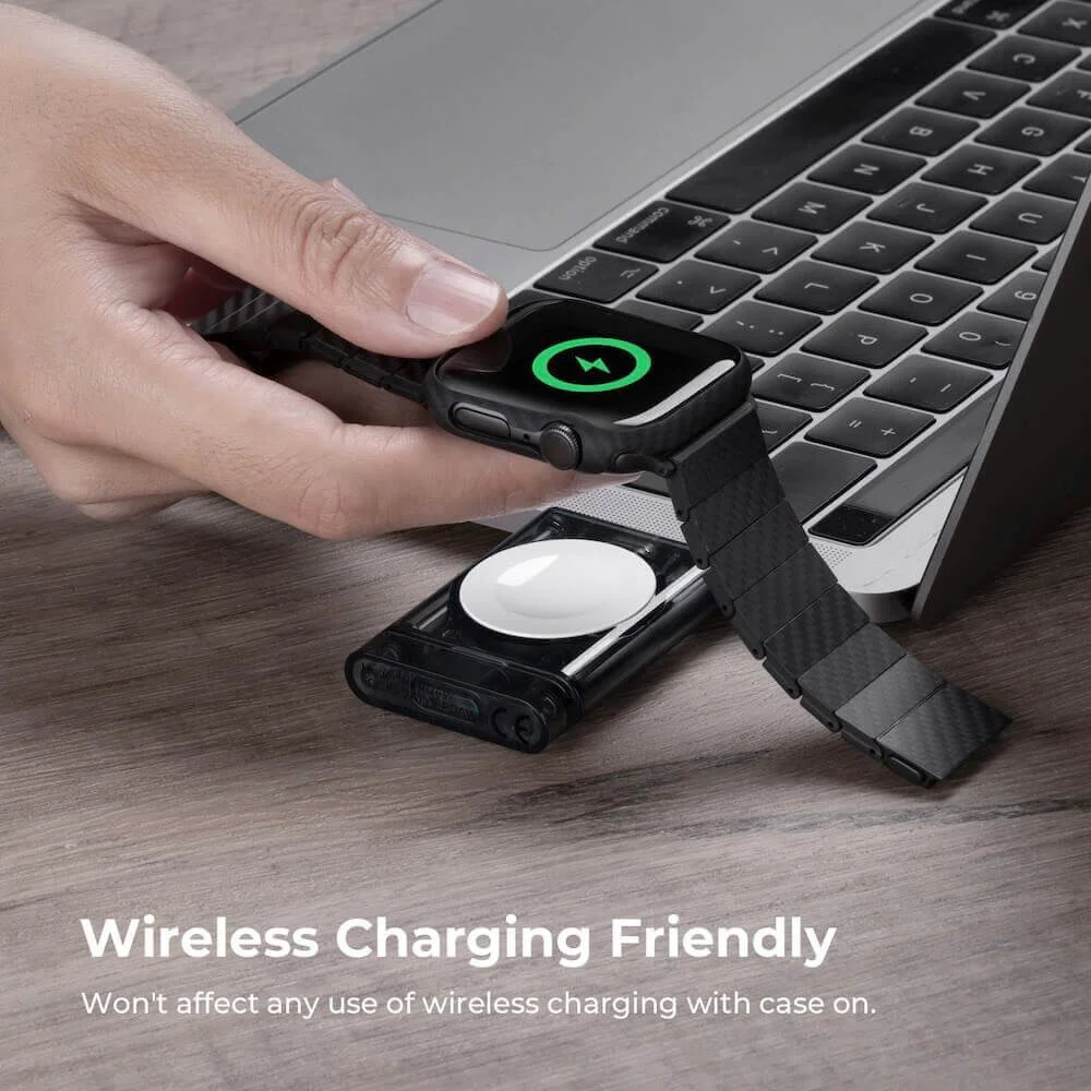 PITAKA Air Case - Apple Watch 7 / 8 / 9 45MM Hoesje - 600D Ultra Dun Zwart afbeelding 6