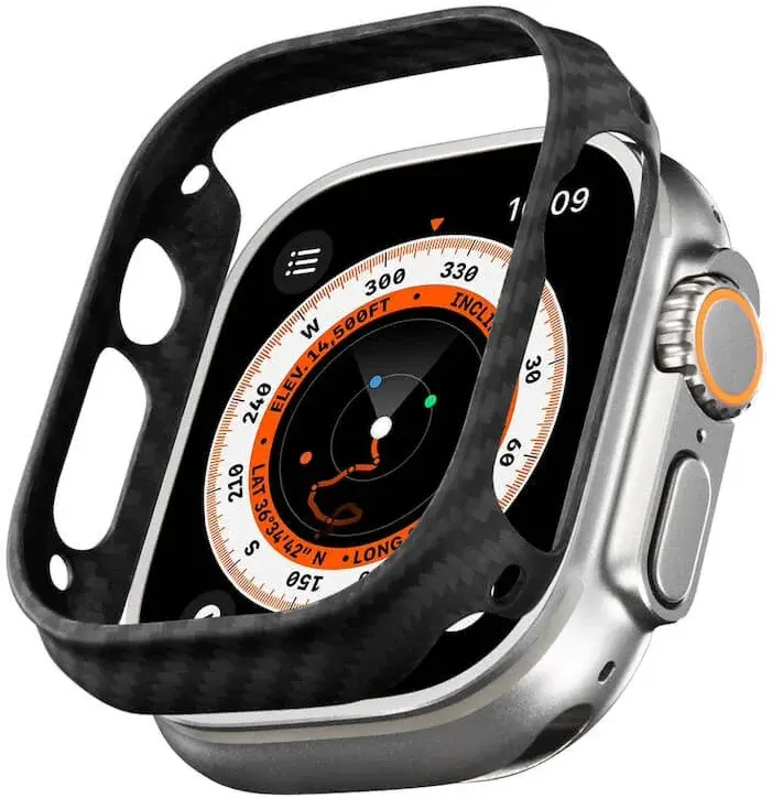 PITAKA Air Case - Apple Watch Ultra 3/2/1 Hoesje - Aramide Ultra Dun - Zwart afbeelding 1