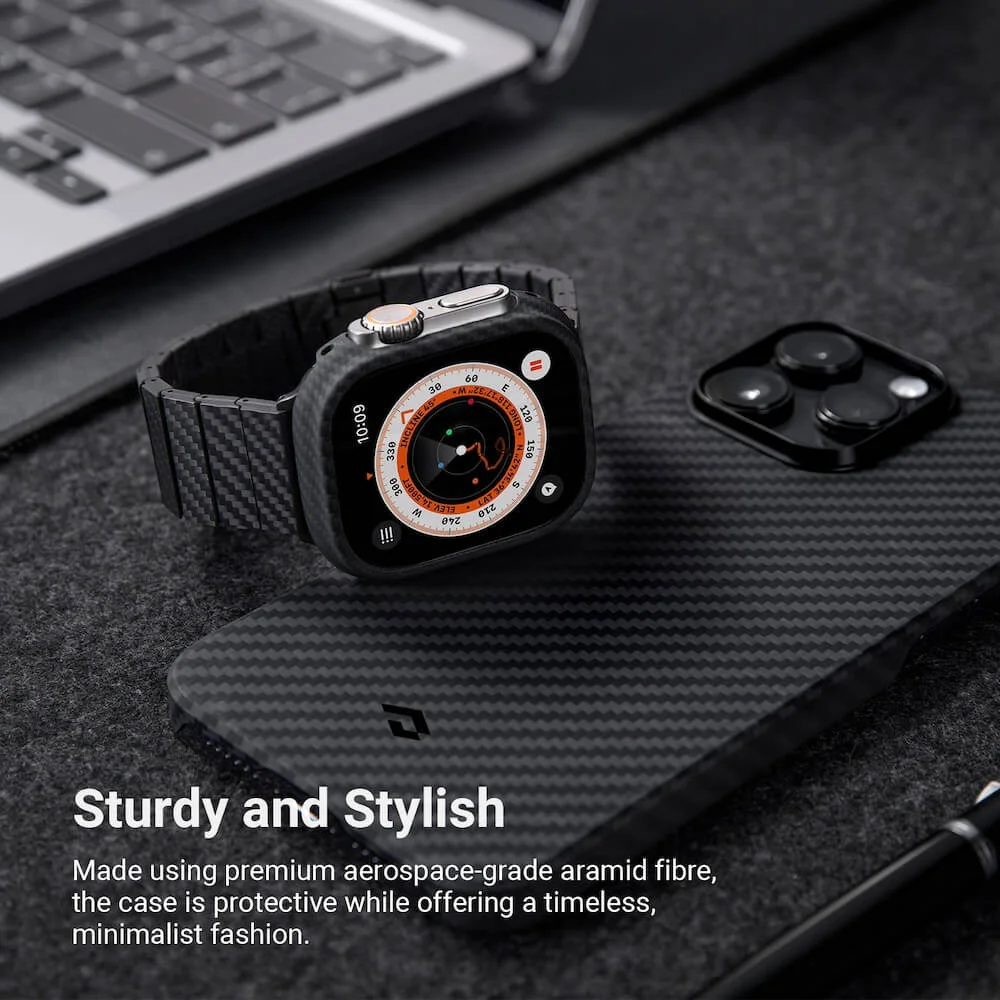 PITAKA Air Case - Apple Watch Ultra 3/2/1 Hoesje - Aramide Ultra Dun - Zwart afbeelding 4