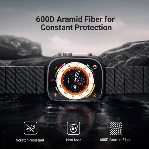 PITAKA Air Case - Apple Watch Ultra 3/2/1 Hoesje - Aramide Ultra Dun - Zwart afbeelding 3