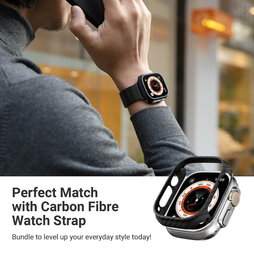 PITAKA Air Case - Apple Watch Ultra 3/2/1 Hoesje - Aramide Ultra Dun - Zwart afbeelding 5