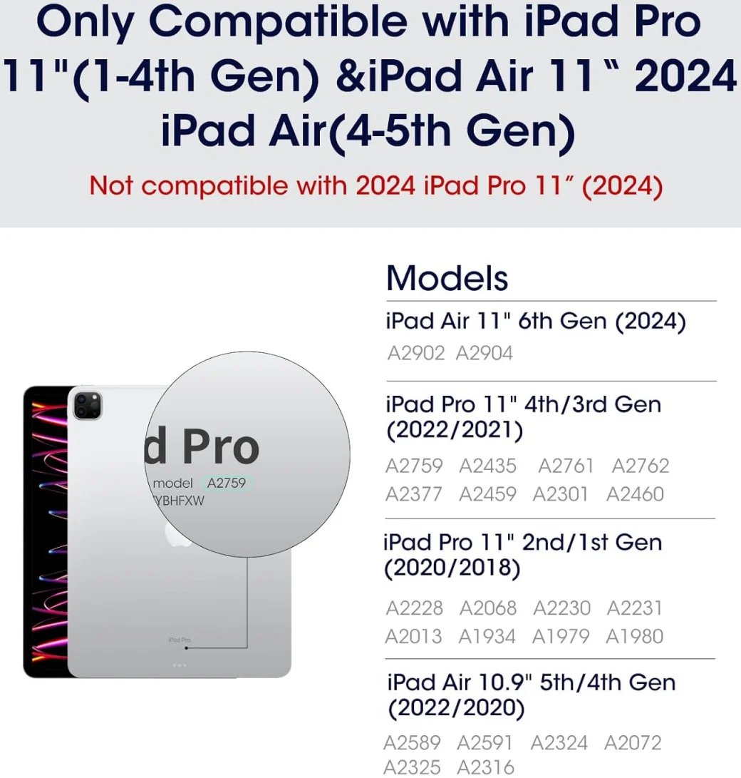 PITAKA MagEZ Folio 2 iPad Air 11 2024/2025/2026 / Pro 11 (2022-2018) Hoes Zwart afbeelding 3