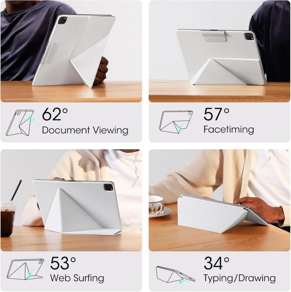 PITAKA MagEZ Folio 2 iPad Pro 11 (2024/2025) Hoes met Vouwbare Stand Wit afbeelding 6