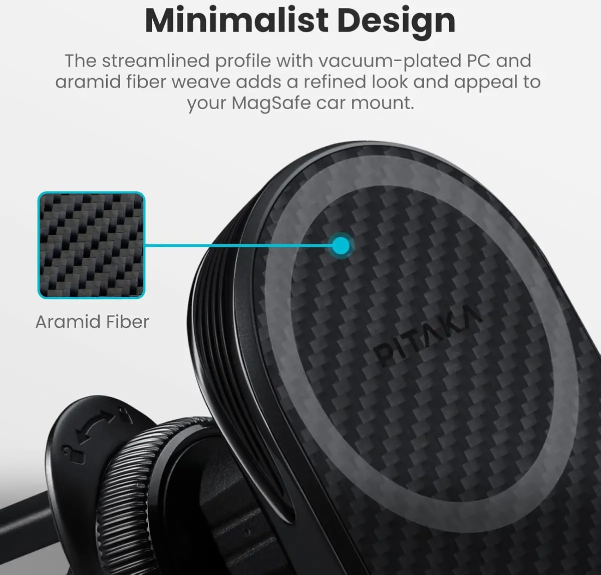 PITAKA MagEZ Car Mount Pro 2 (15W) MagSafe Telefoonhouder Auto Zwart afbeelding 8