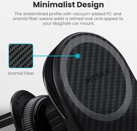 PITAKA MagEZ Car Mount Pro 2 (15W) MagSafe Telefoonhouder Auto Zwart afbeelding 8