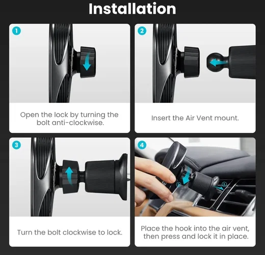 PITAKA MagEZ Car Mount Pro 2 (15W) MagSafe Telefoonhouder Auto Zwart afbeelding 9