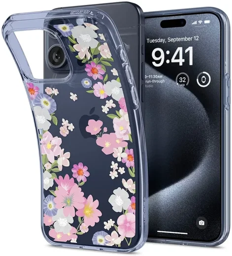 Spigen Liquid Crystal Apple iPhone 15 Pro Hoesje Back Cover Bloesem afbeelding 1