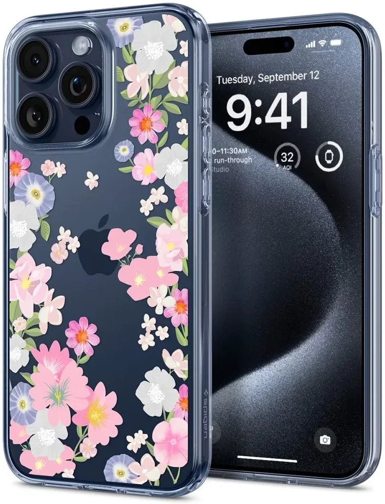 Spigen Liquid Crystal Apple iPhone 15 Pro Hoesje Back Cover Bloesem afbeelding 2