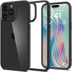 Spigen Crystal Hybrid iPhone 15 Pro Max Hoesje Back Cover Matte Zwart afbeelding
