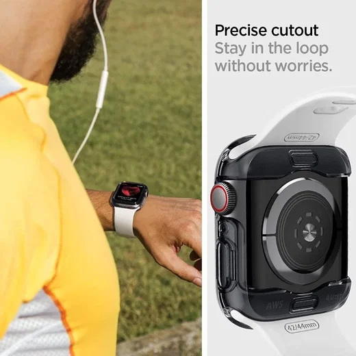 Spigen Ultra Hybrid - Apple Watch 44MM Case - Full Screen Protect - Clear Zwart afbeelding 6