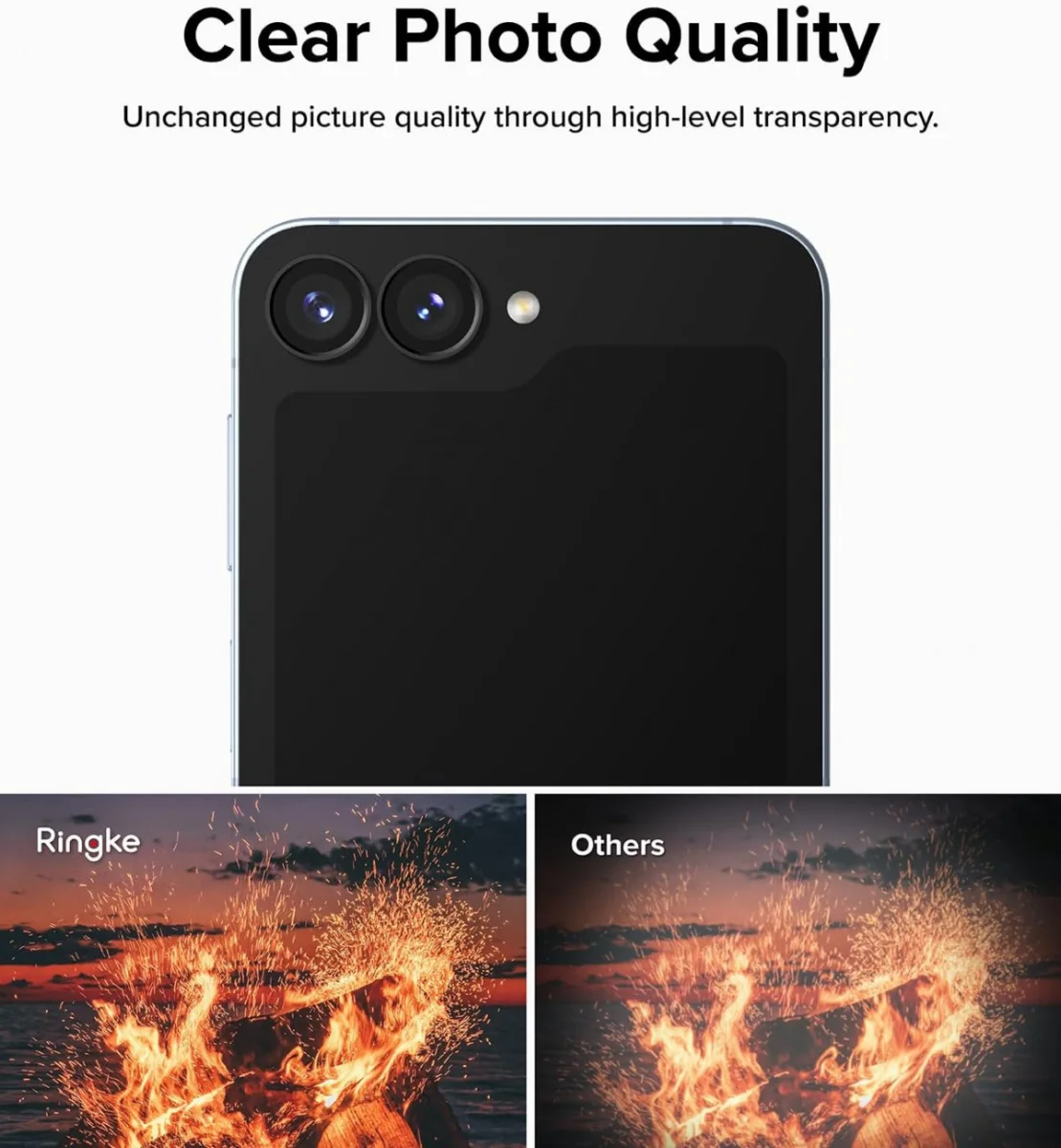 Ringke Frame Glass Samsung Galaxy Z Flip 6 Camera Protector Zwart 2-Pack afbeelding 4