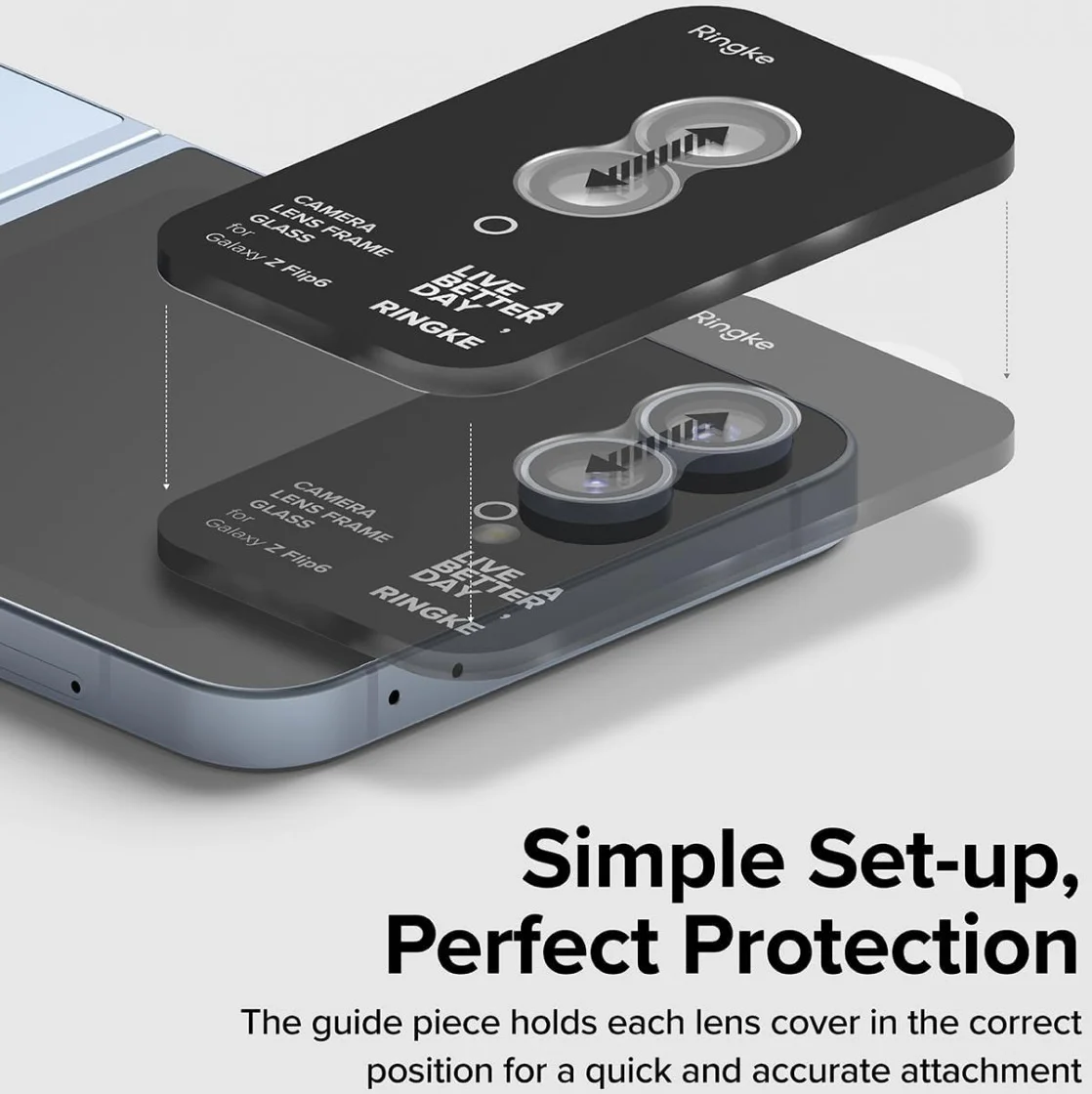 Ringke Frame Glass Samsung Galaxy Z Flip 6 Camera Protector Zwart 2-Pack afbeelding 6