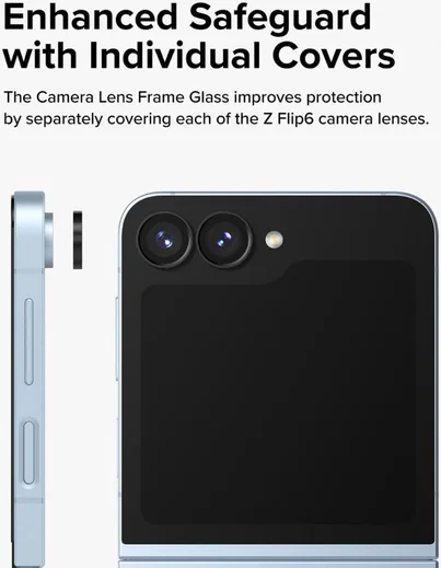 Ringke Frame Glass Samsung Galaxy Z Flip 6 Camera Protector Zwart 2-Pack afbeelding 8