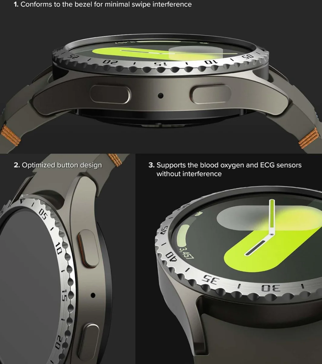 Ringke - Samsung Galaxy Watch 7 40MM - Bezel Styling Zilver + Tempered Glass afbeelding 10