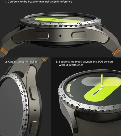 Ringke - Samsung Galaxy Watch 7 40MM - Bezel Styling Zilver + Tempered Glass afbeelding 10