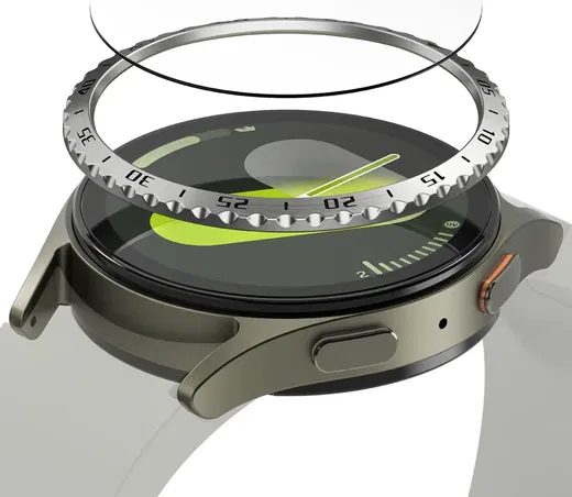 Ringke - Samsung Galaxy Watch 7 40MM - Bezel Styling Zilver + Tempered Glass afbeelding 2