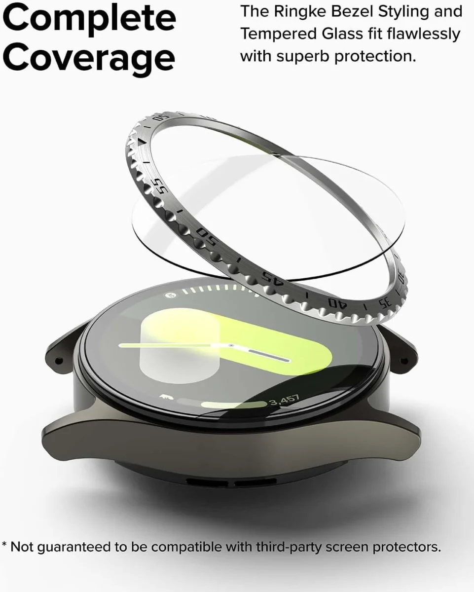 Ringke - Samsung Galaxy Watch 7 40MM - Bezel Styling Zilver + Tempered Glass afbeelding 5