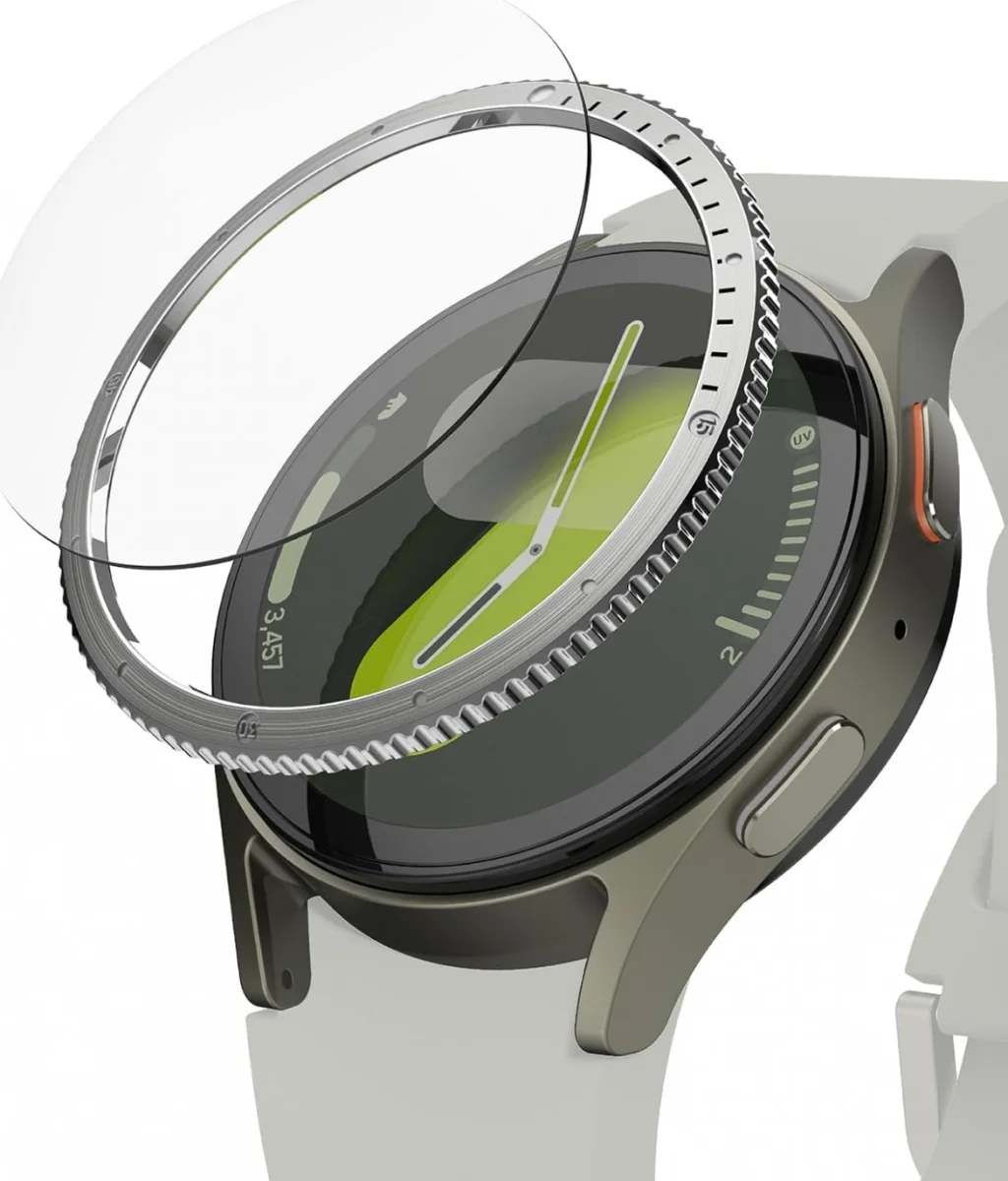 Ringke - Samsung Galaxy Watch 7 40MM - Bezel Styling Silver + Tempered Glass afbeelding 1