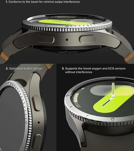 Ringke - Samsung Galaxy Watch 7 40MM - Bezel Styling Silver + Tempered Glass afbeelding 10