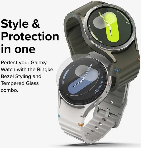 Ringke - Samsung Galaxy Watch 7 40MM - Bezel Styling Silver + Tempered Glass afbeelding 4