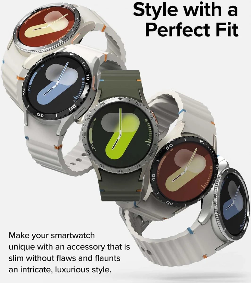 Ringke - Samsung Galaxy Watch 7 40MM - Bezel Styling Silver + Tempered Glass afbeelding 7